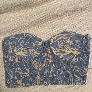 Zara blue and cream crop top